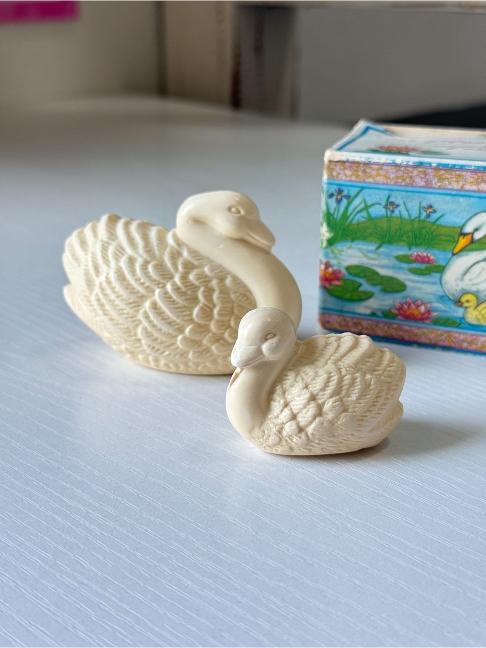Vintage Avon Tender Love Soap Swan Duckling Set of Two Mom and Baby Solid Soap